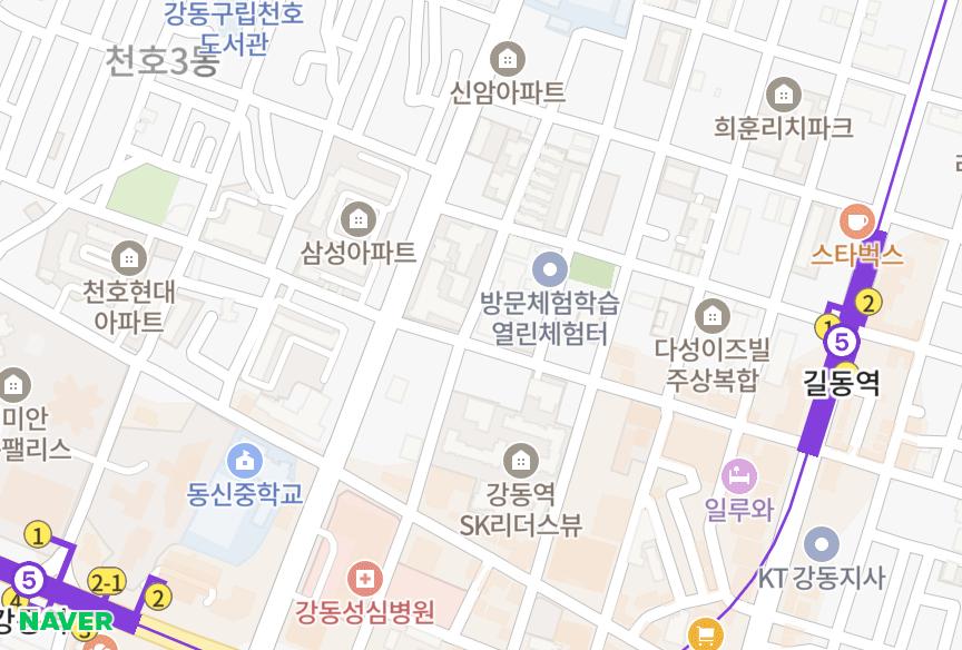 서울특별시 강동구 길동 이스트드림힐 위치·실거래 시세 지도