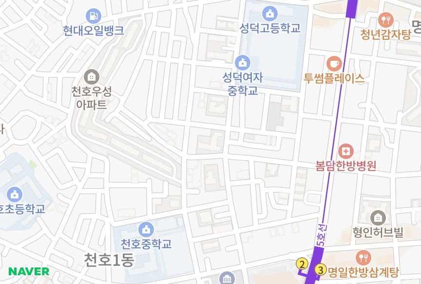 서울특별시 강동구 천호동 동구햇살 위치·실거래 시세 지도