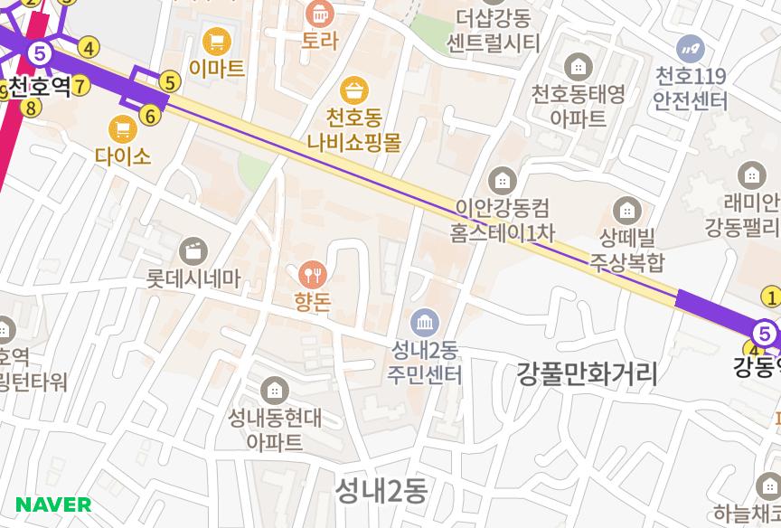 서울특별시 강동구 성내동 동남드림빌 위치·실거래 시세 지도