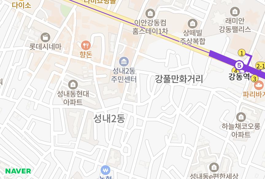 서울특별시 강동구 성내동 e편한세상3차 위치·실거래 시세 지도