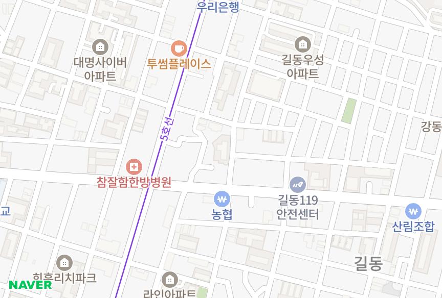 서울특별시 강동구 길동 예다움 위치·실거래 시세 지도