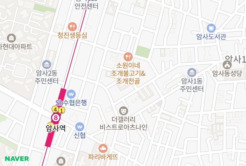 서울특별시 강동구 암사동 한건브리앙 위치·실거래 시세 지도