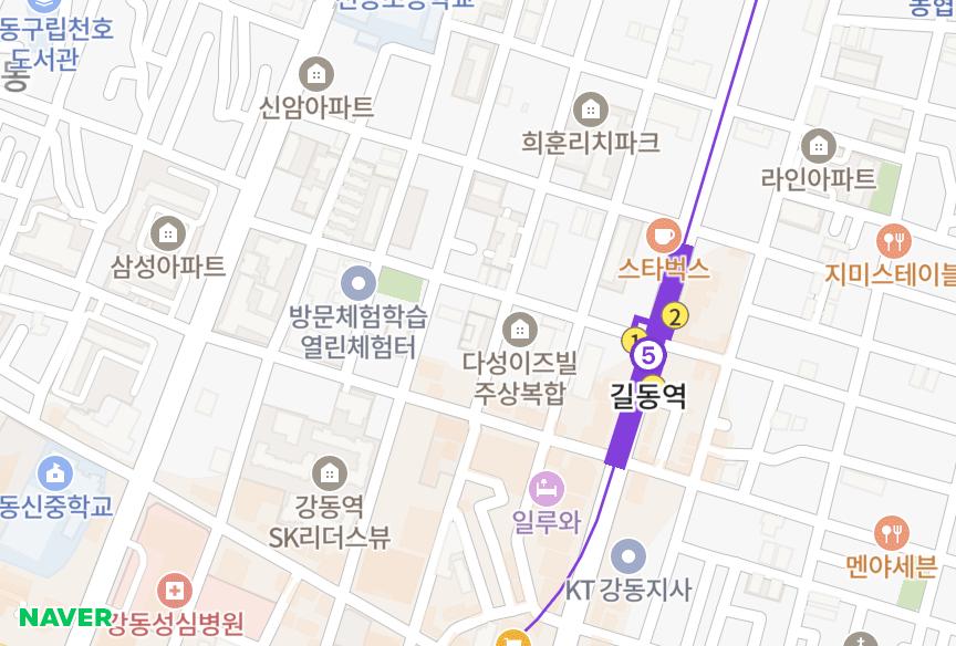 서울특별시 강동구 길동 길동청광플러스원큐브1차 위치·실거래 시세 지도