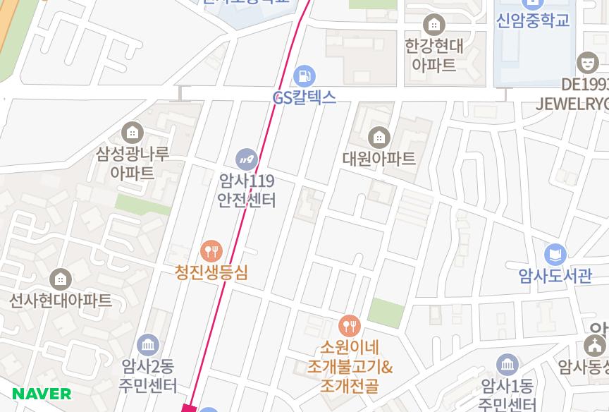 서울특별시 강동구 암사동 우암쎈스뷰 위치·실거래 시세 지도