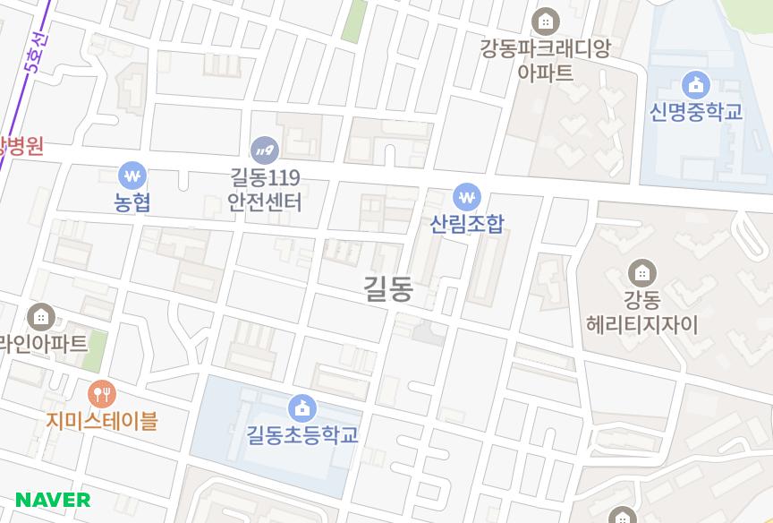 서울특별시 강동구 길동 유덕휴먼빌 위치·실거래 시세 지도