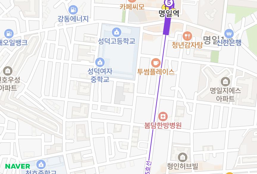 서울특별시 강동구 천호동 평대보민 위치·실거래 시세 지도