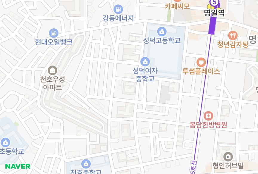 서울특별시 강동구 천호동 형인허브빌 위치·실거래 시세 지도