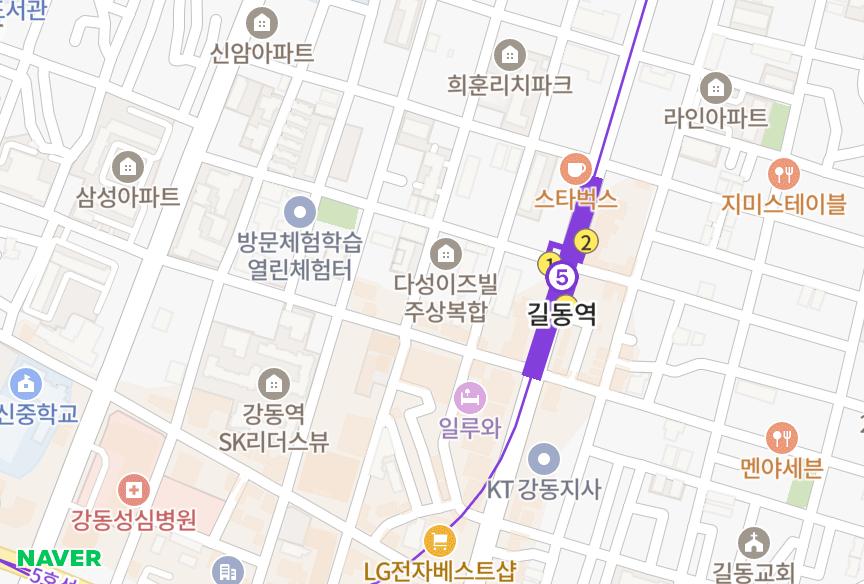 서울특별시 강동구 길동 에스아이팰리스강동센텀I 위치·실거래 시세 지도