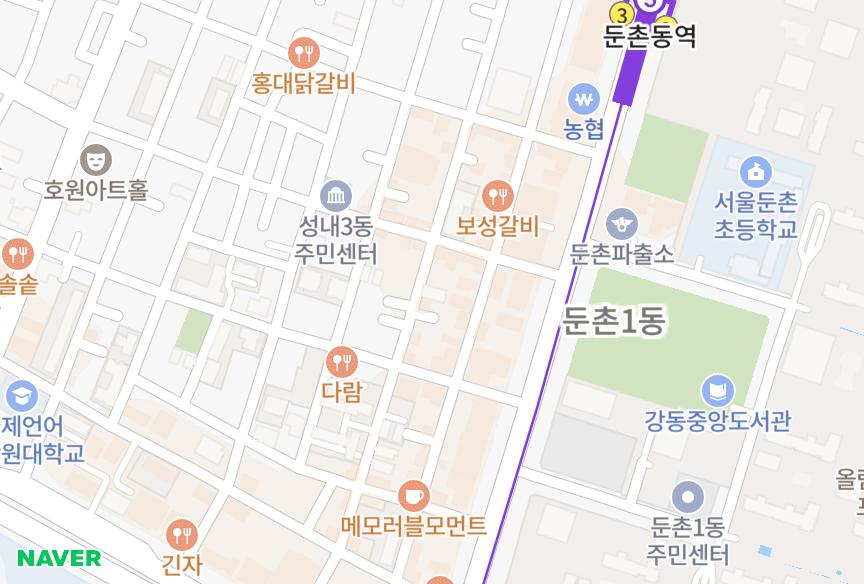 서울특별시 강동구 성내동 라움 위치·실거래 시세 지도