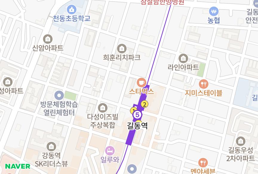 서울특별시 강동구 길동 SM드림빌 위치·실거래 시세 지도