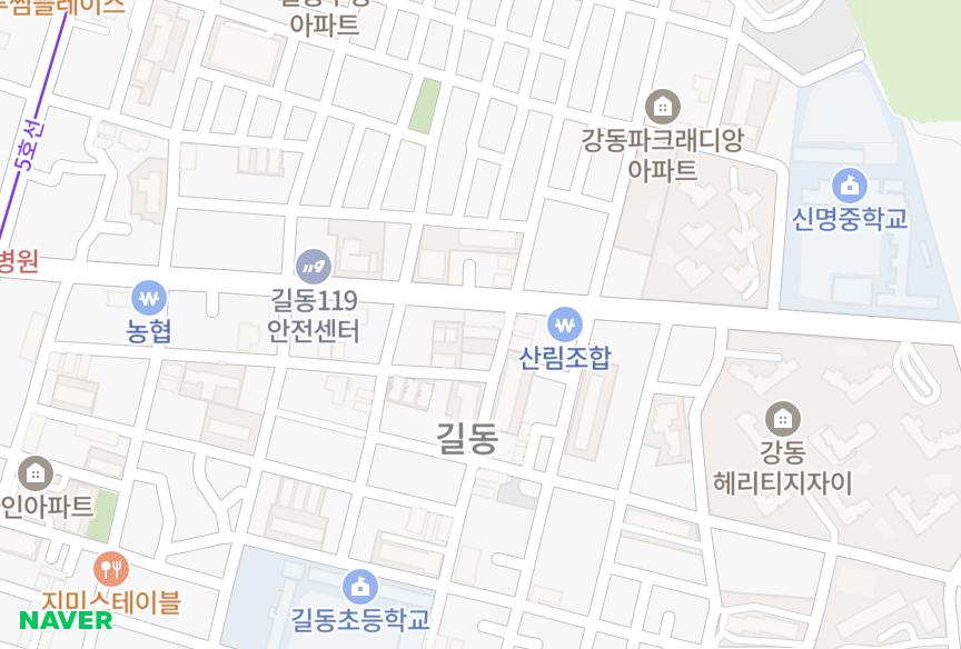 서울특별시 강동구 길동 길동쎈스빌주상복합 위치·실거래 시세 지도