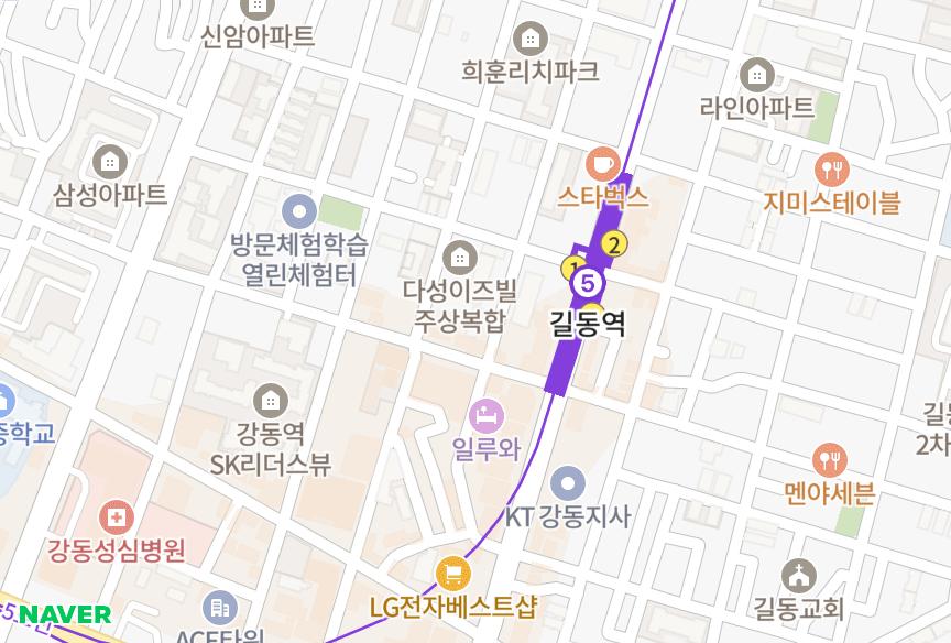 서울특별시 강동구 길동 메트로아파텔 위치·실거래 시세 지도