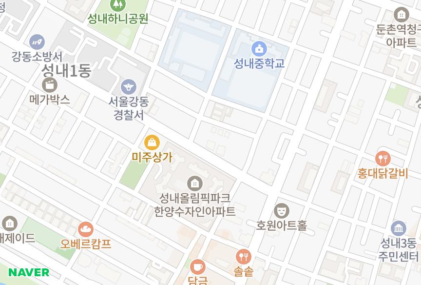 서울특별시 강동구 성내동 집앤사비키 위치·실거래 시세 지도