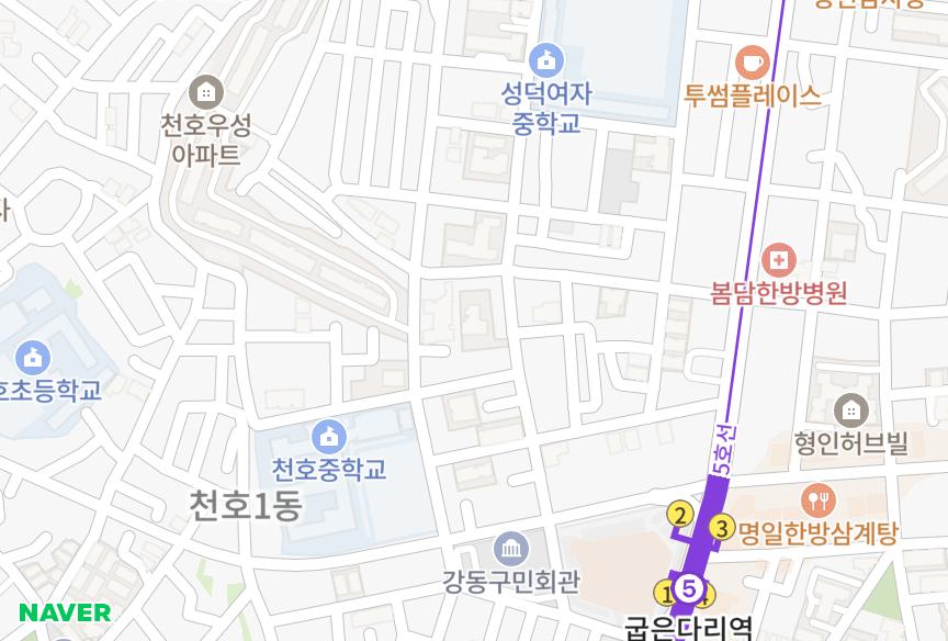 서울특별시 강동구 천호동 썬팰리스 위치·실거래 시세 지도
