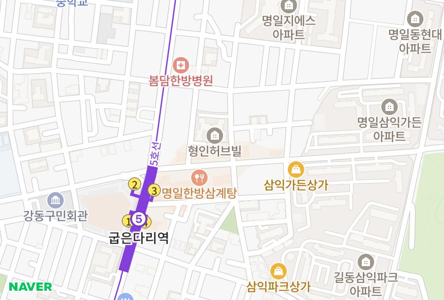 서울특별시 강동구 명일동 한강훼미리 위치·실거래 시세 지도