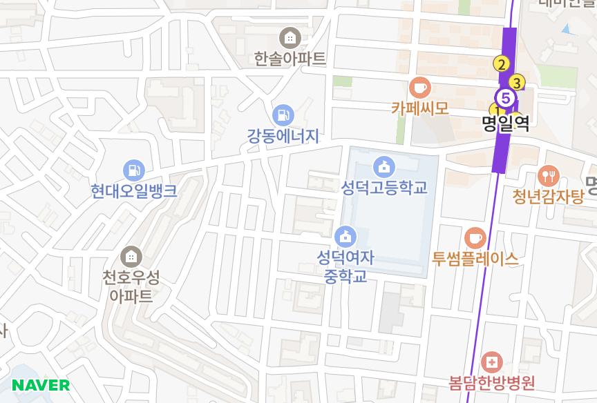 서울특별시 강동구 천호동 고려 위치·실거래 시세 지도