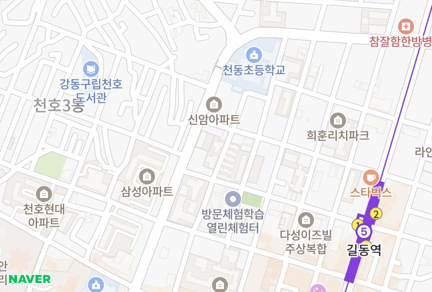 서울특별시 강동구 길동 동심훼밀리 위치·실거래 시세 지도