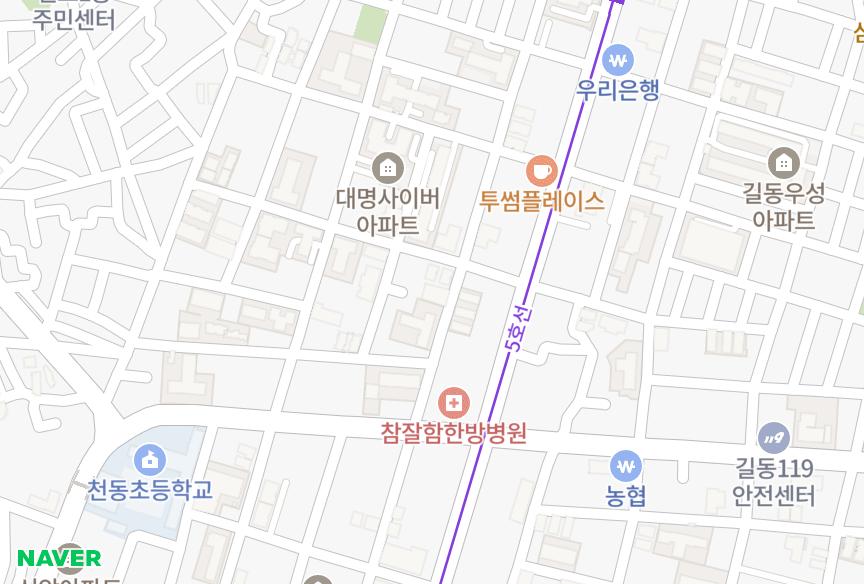 서울특별시 강동구 천호동 늘푸른 위치·실거래 시세 지도