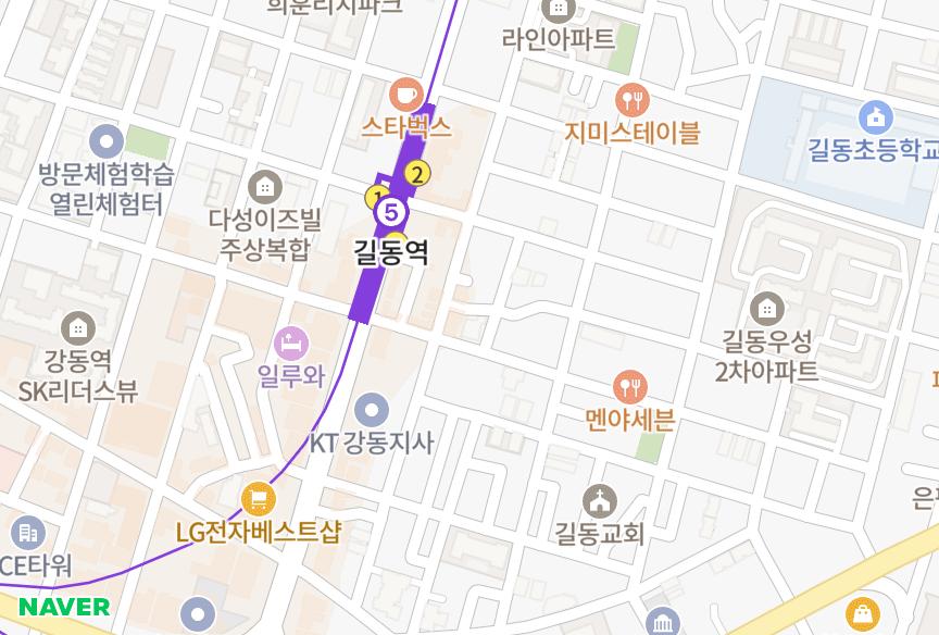 서울특별시 강동구 길동 율전에버그린 위치·실거래 시세 지도