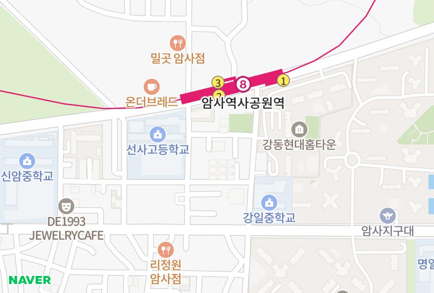 서울특별시 강동구 암사동 신동아빌라트 위치·실거래 시세 지도