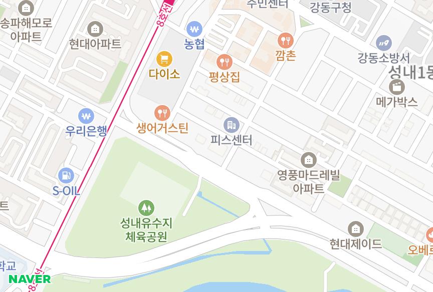 서울특별시 강동구 성내동 신호파크뷰 위치·실거래 시세 지도