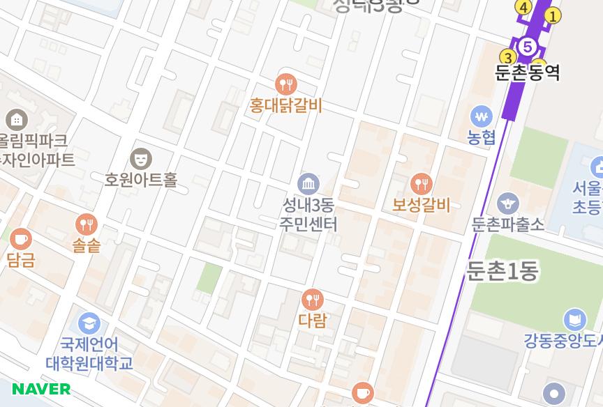 서울특별시 강동구 성내동 한솔애리즈501동 위치·실거래 시세 지도