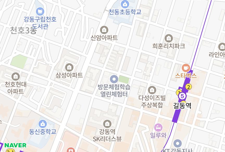 서울특별시 강동구 길동 우성아트빌 위치·실거래 시세 지도