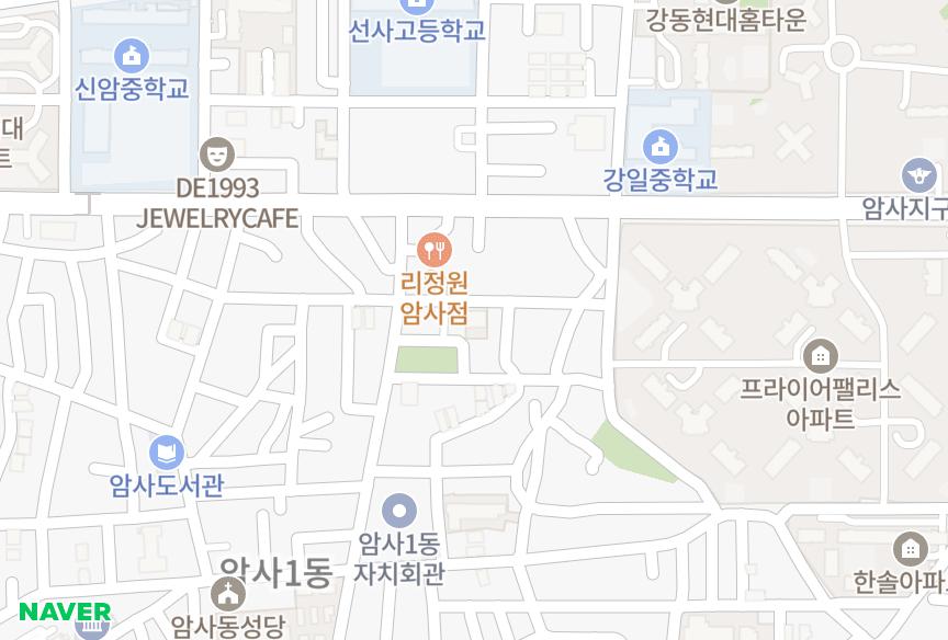 서울특별시 강동구 암사동 평대정원 위치·실거래 시세 지도