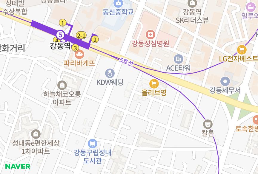 서울특별시 강동구 성내동 한솔애리즈601동 위치·실거래 시세 지도