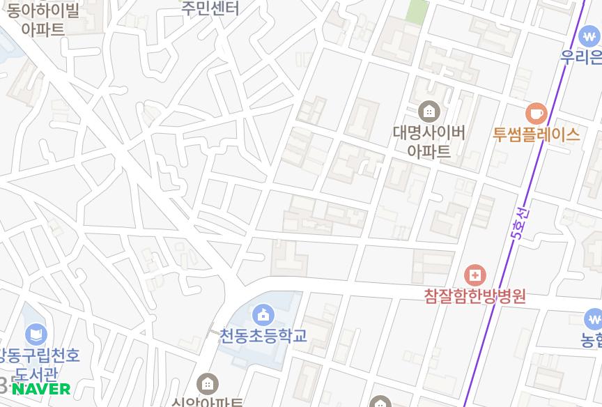 서울특별시 강동구 천호동 대명에버빌 위치·실거래 시세 지도