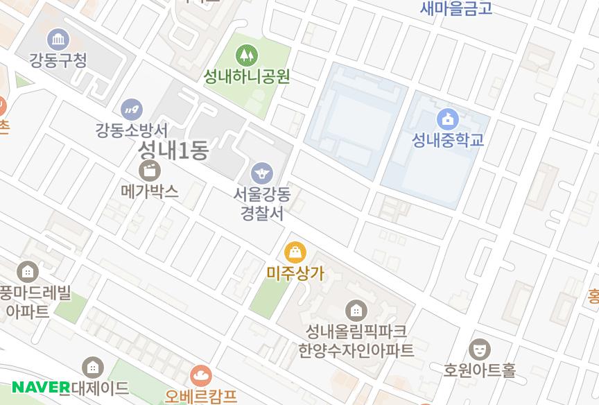 서울특별시 강동구 성내동 집앤사베니 위치·실거래 시세 지도