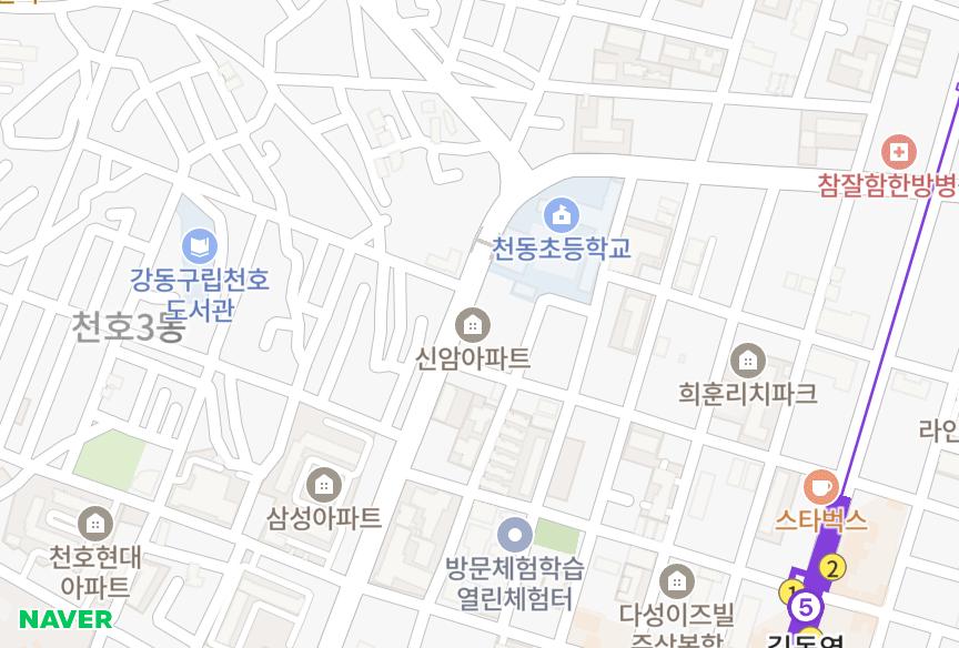 서울특별시 강동구 길동 신암 위치·실거래 시세 지도