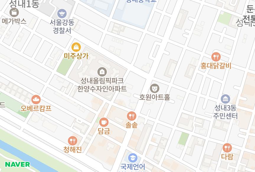 서울특별시 강동구 성내동 한독 위치·실거래 시세 지도