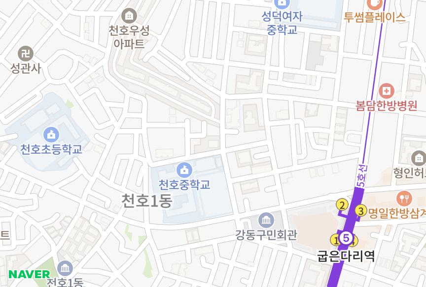 서울특별시 강동구 천호동 장방 위치·실거래 시세 지도