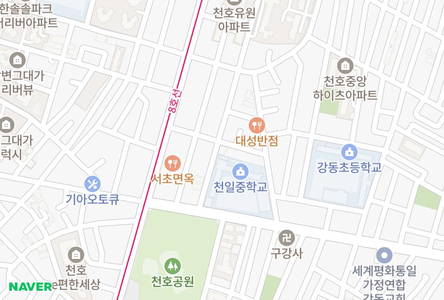 서울특별시 강동구 천호동 신주 위치·실거래 시세 지도
