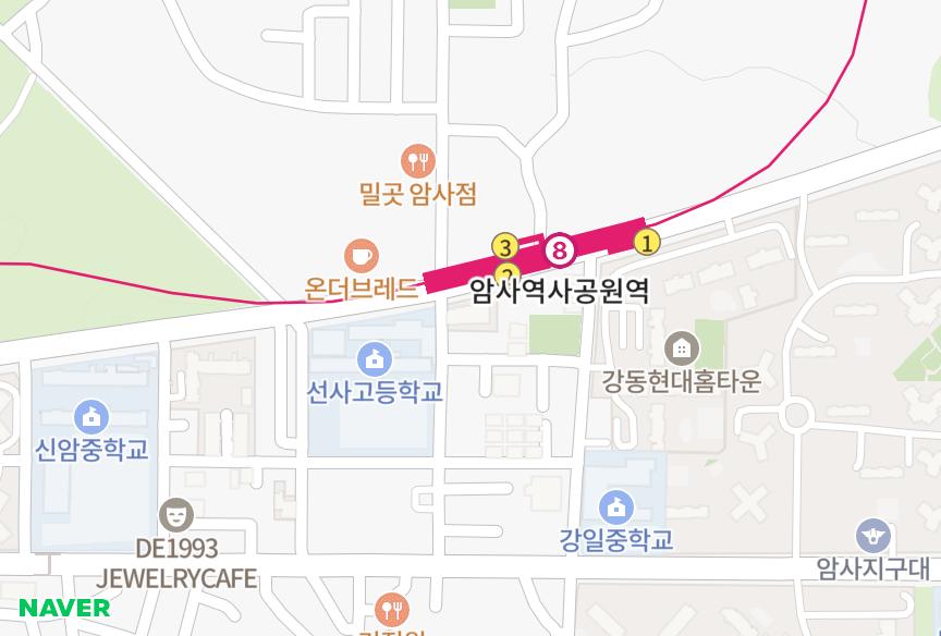 서울특별시 강동구 암사동 한양그린 위치·실거래 시세 지도