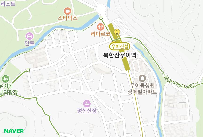 서울특별시 강북구 우이동 북한산굿모닝 위치·실거래 시세 지도