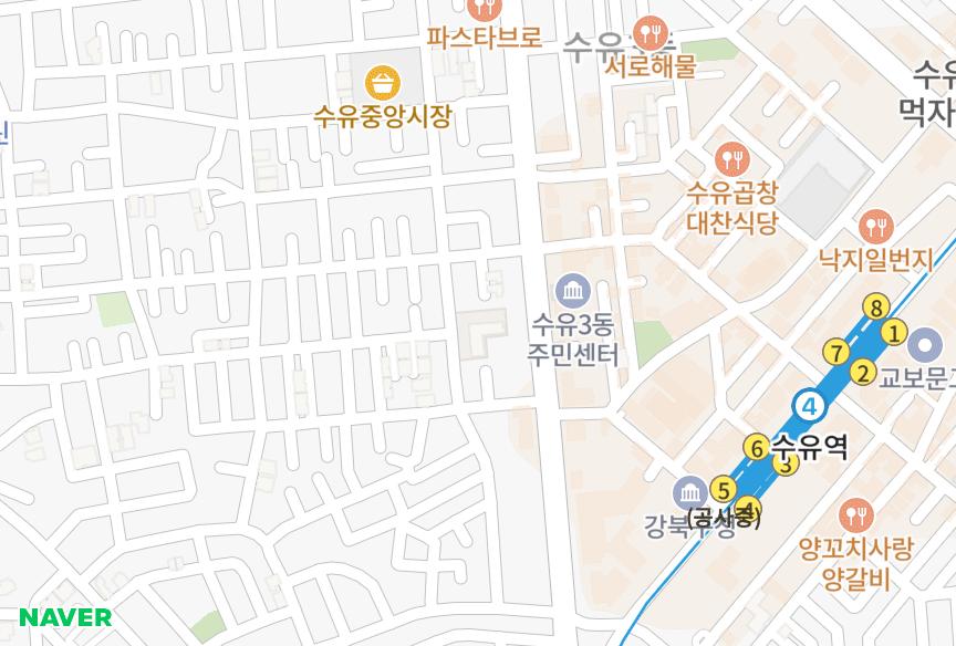 서울특별시 강북구 수유동 형인휴아름 위치·실거래 시세 지도