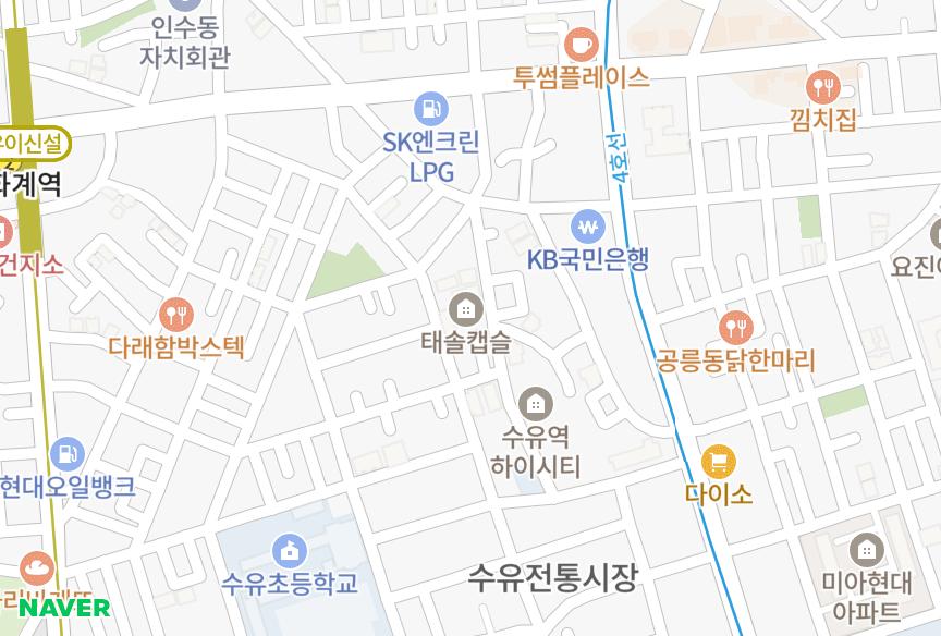 서울특별시 강북구 수유동 태솔캡슬 위치·실거래 시세 지도