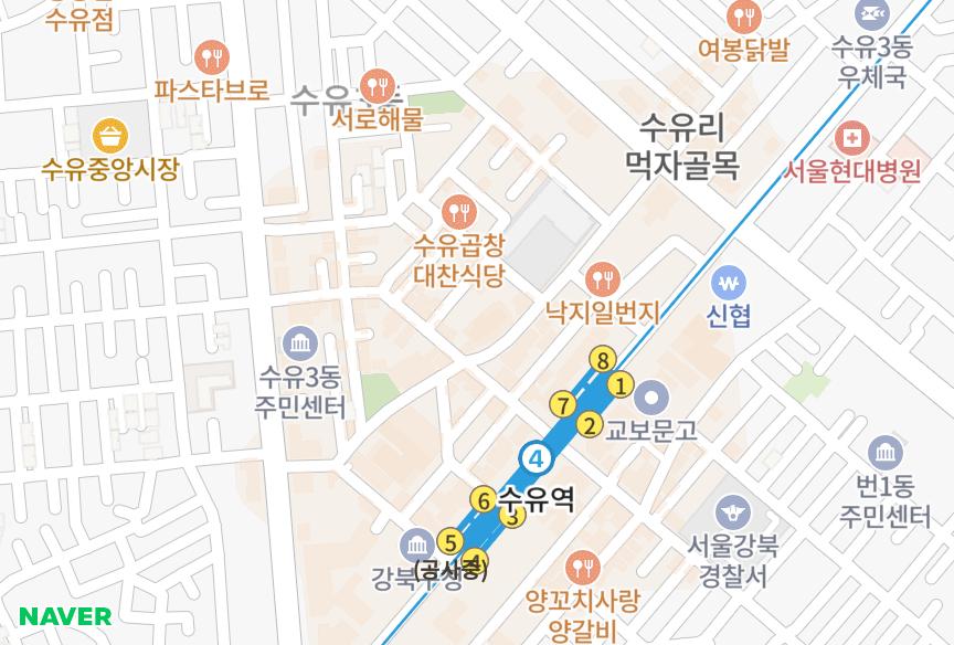 서울특별시 강북구 수유동 영남 위치·실거래 시세 지도