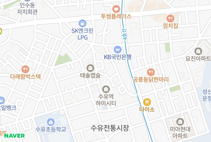 서울특별시 강북구 수유동 태솔타운 위치·실거래 시세 지도