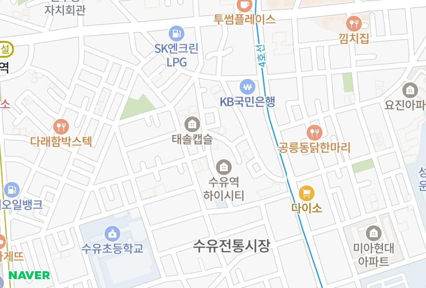 서울특별시 강북구 수유동 태솔타워 위치·실거래 시세 지도