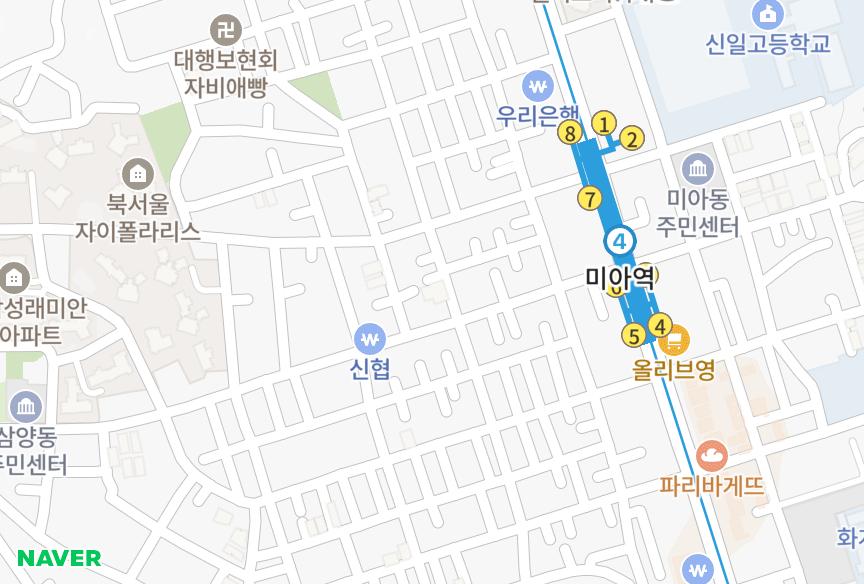 서울특별시 강북구 미아동 인성 위치·실거래 시세 지도