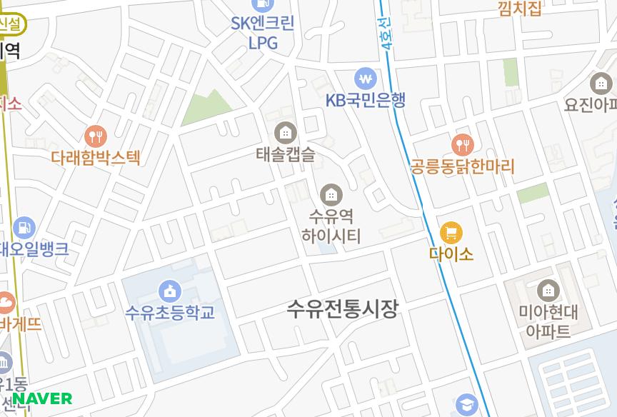 서울특별시 강북구 수유동 수유대림 위치·실거래 시세 지도