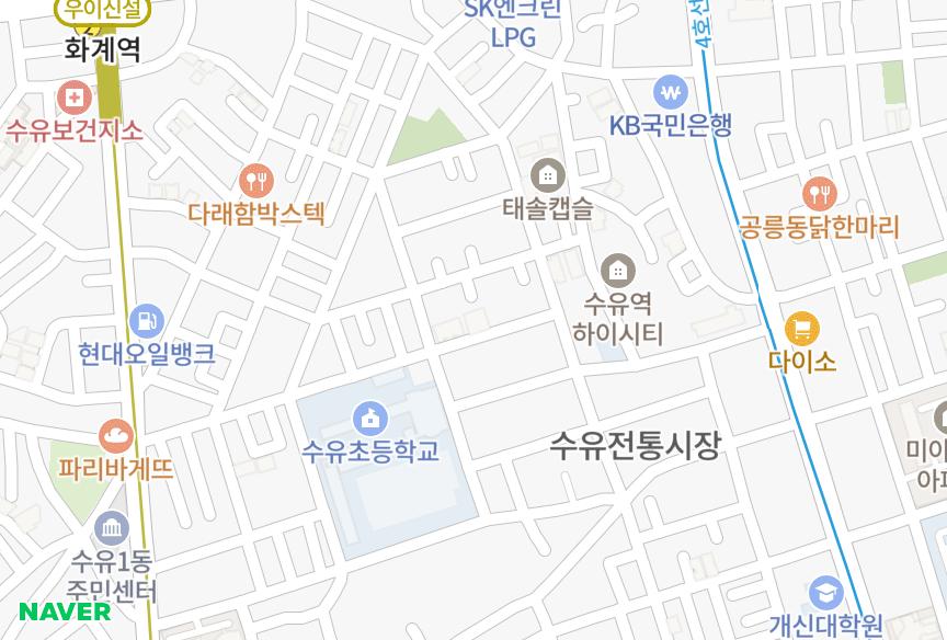 서울특별시 강북구 수유동 현대맨션 위치·실거래 시세 지도