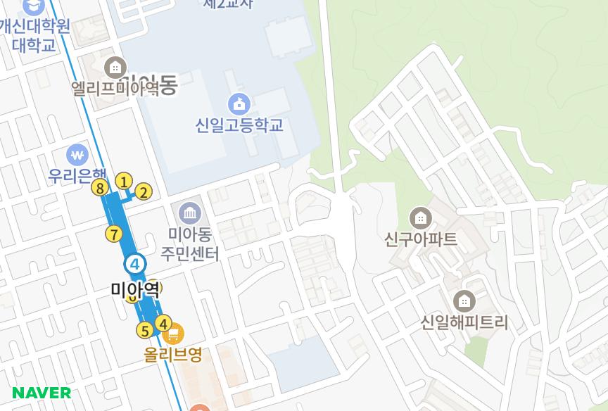 서울특별시 강북구 미아동 그린힐빌라트 위치·실거래 시세 지도