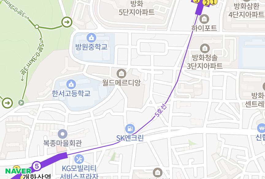 서울특별시 강서구 방화동 월드메르디앙201동,202동 위치·실거래 시세 지도