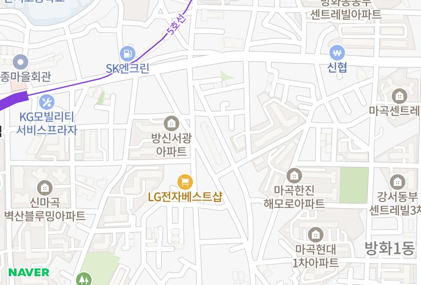 서울특별시 강서구 방화동 방화삼정그린코아 위치·실거래 시세 지도