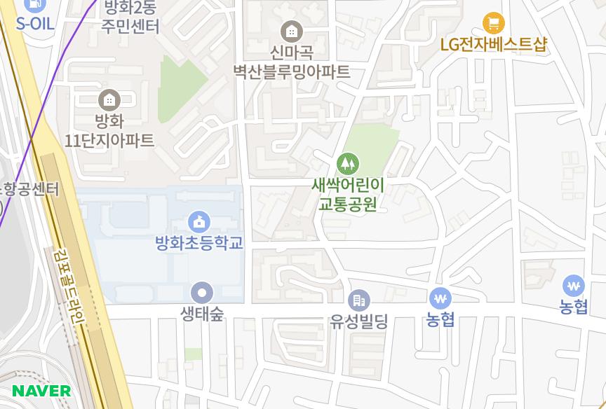 서울특별시 강서구 방화동 한오 위치·실거래 시세 지도