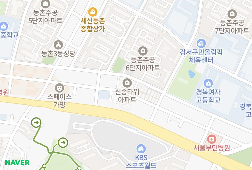 서울특별시 강서구 등촌동 신송타워 위치·실거래 시세 지도